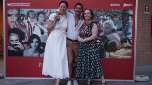 La regista Caroline von der Tann, il protagonista Ciro Granada e la produttrice Antonella Di Nocera per Il Vangelo secondo Ciretta