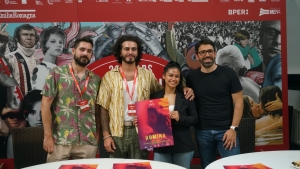 I registi Valerio Lo Muzio e Michael Petrolini, la protagonista Romina Cabezas Navarete, il produttore Emiliano Trovati per "Romina"
