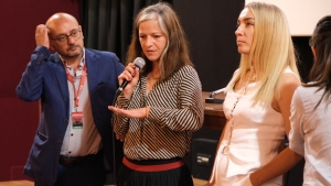 I registi Arash T. Riahi, Verena Soltiz e la protagonista Inna Shevchenko di Girls and Gods